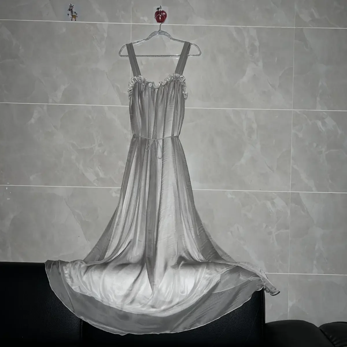 2 camadas fora de seda gelo brilhante ultra longo vestido de manhã outono inverno sleepwear quimono sexy guarnição camisola noiva homewear