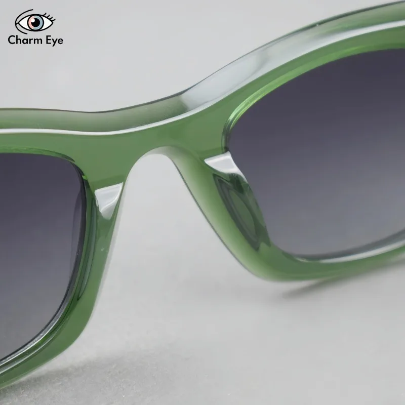جديد خلات النظارات الشمسية الرجال النساء عالية الجودة سميكة مربع الأخضر الملمس شخصية موضة الأشعة فوق البنفسجية حماية نظارات شمسية الرجعية #3