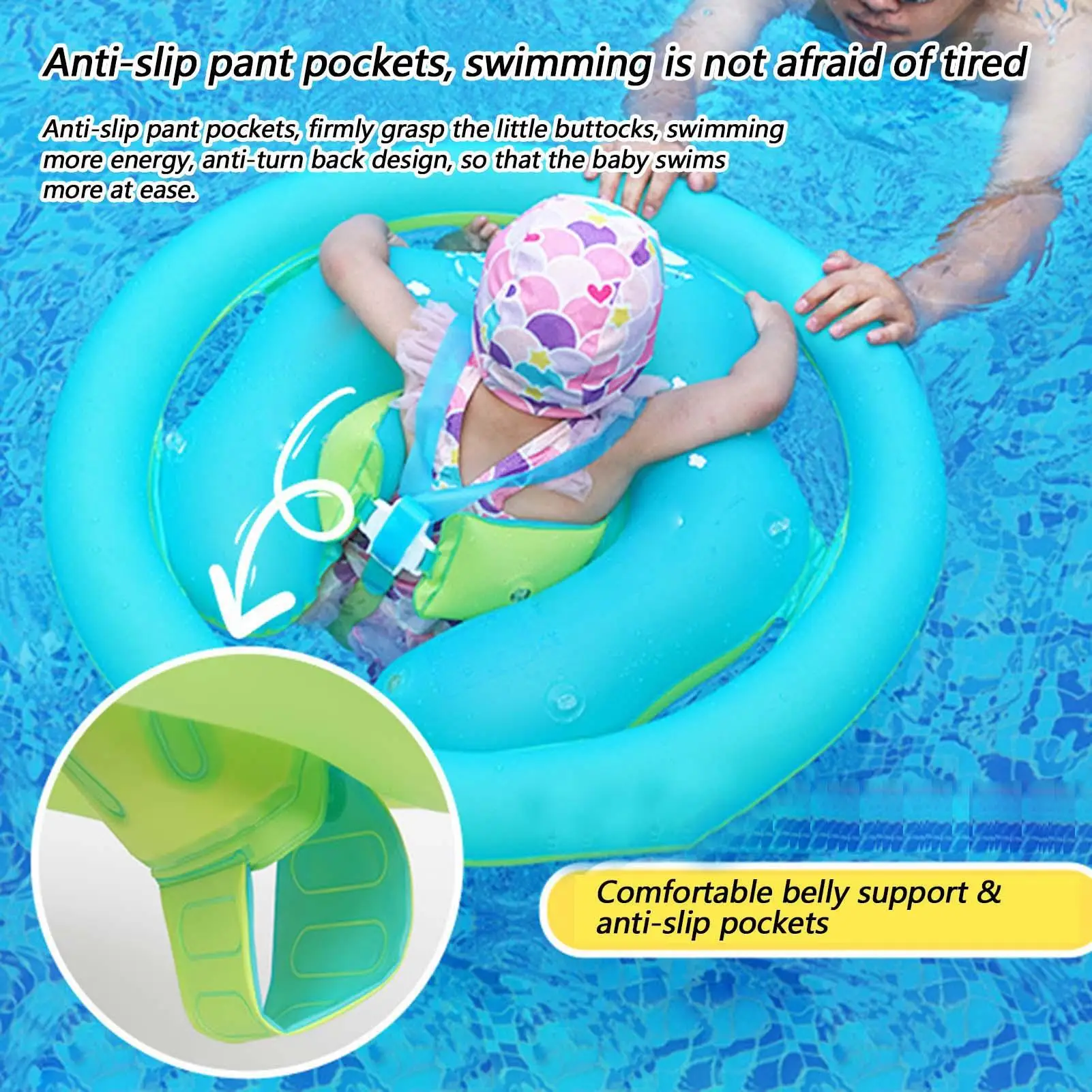 Baby Float Baby Swim Float พร้อม Canopy Inflatable Inflatable Swim Ring ป้องกันแสงแดดน้ําของเล่นสําหรับเด็กวัยหัดเดินเด็กเกมกลางแจ้ง