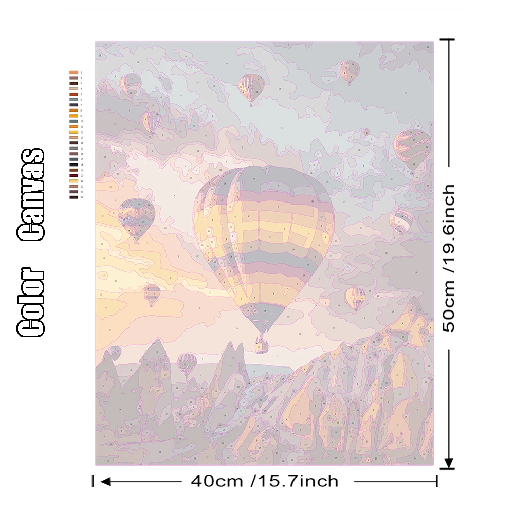 HUACAN Painting By Number Frame Hot Air Balloon Scenery Picture By
