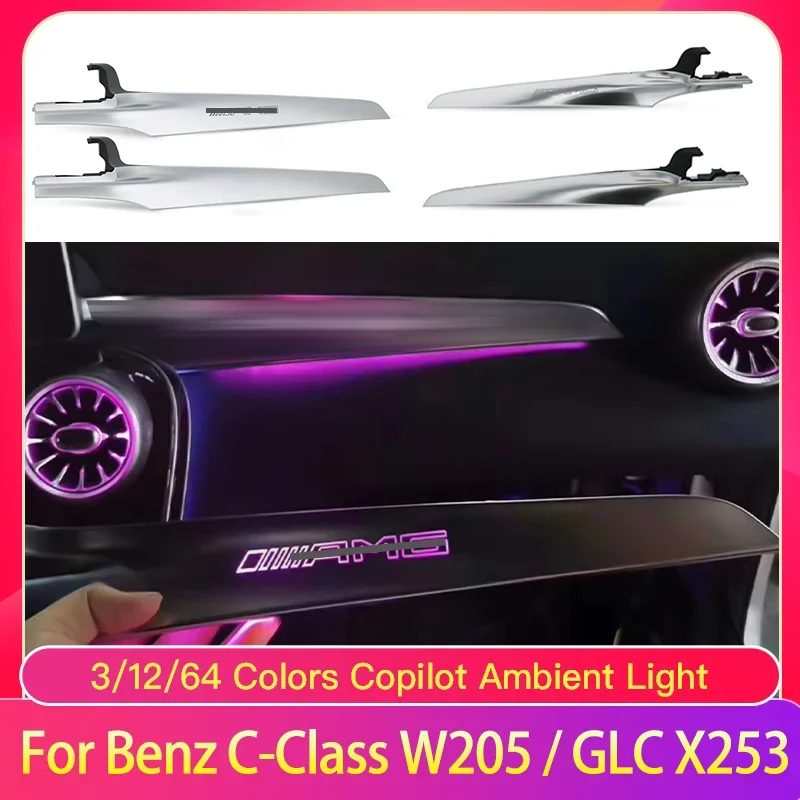 Copilot Ambient Light 3/12/64 Colors For Mercedes-Benz C/GLC Class X253 LED Decorative Light Retrofit Car Tuning