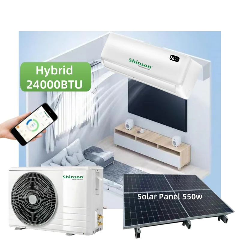 

WIFI APP Control Hybrid 24000btu Split Solar Power ACDC Комплекты кондиционеров с хладагентом R32