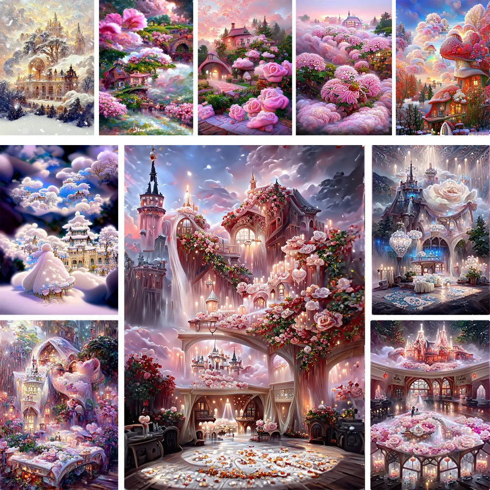 Fairy Tale World Landscape Cross-Stitch Complete Kit DIY Embroidery Craft Handiwork Handmade Sewing Floss Room Decor Wholesale