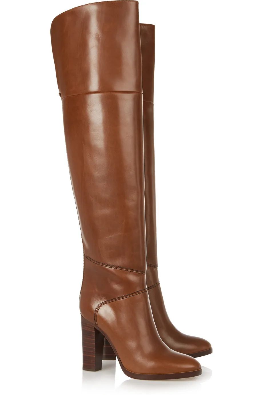 

Ladies Winter Large Size Brown Thick High Heel Over The Knee Boots Round Toe Side Zipper Female Long Boots