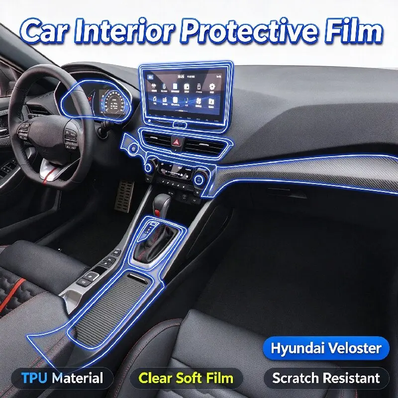 For 2022 Hyundai Festa interior film center console screen navigation console TPU transparent protective film