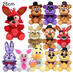 Fnaf-peluche de Freddy Fazbear Mangle bonnie foxy, muñeco de peluche de color dorado, 25cm, ubicación de hermana