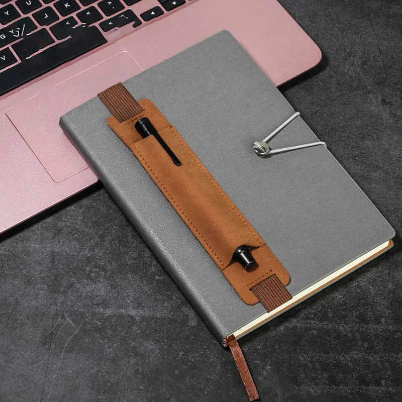 Adjustable Elastic Band Pen Holder PU Leather Pen Sleeve Pouch Elastic Notebook Pen Holder 8-1.5 Inch Detachable