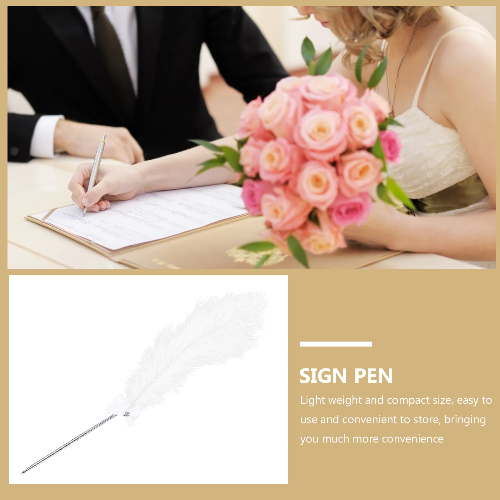 

Stainless Steel Signature Pen Plume Writing Pen for Wedding Banquet Guest Book Signing Classic Storage