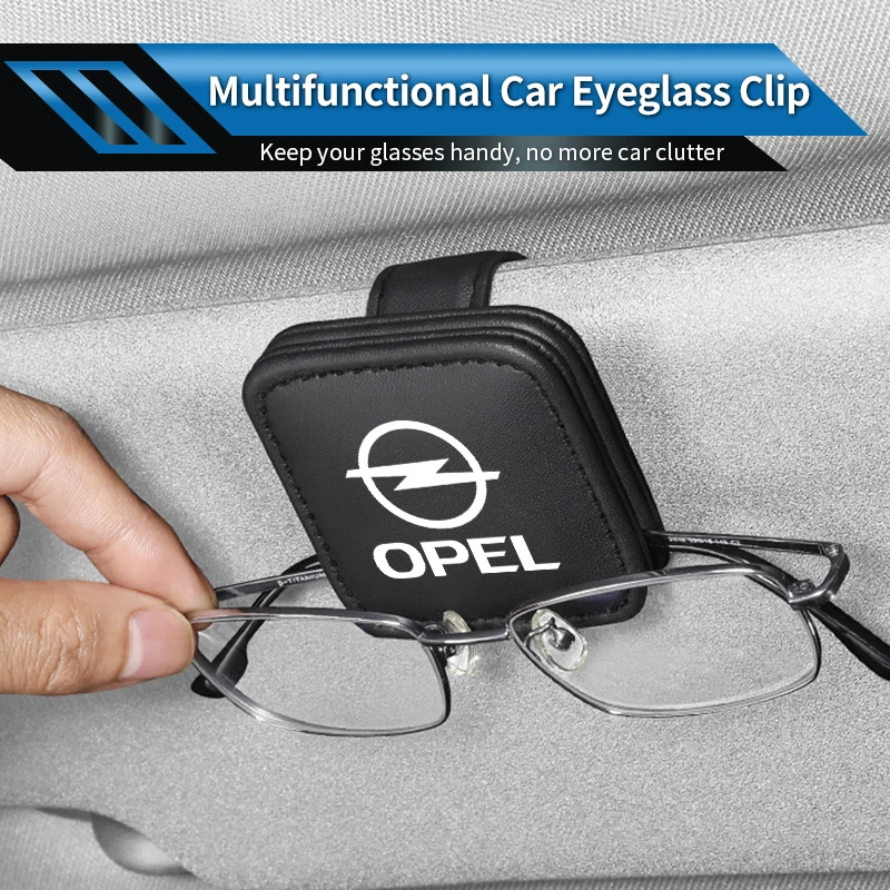 Car Visor Glasses Clip Leather Sunglasses Holder Card Clip Accessories For Opel Corsa Astra Insignia Vectra Zafira Meriva Mokka