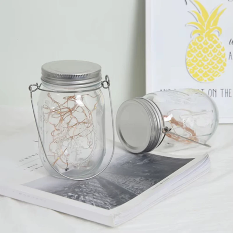 مقاوم للماء في الهواء الطلق معلقة ميسون غطاء جرة مصابيح لحديقة فناء الشرفة ديكور دلو بلاستيكي خزان تخزين للوجبات الخفيفة الجافة الشوفان