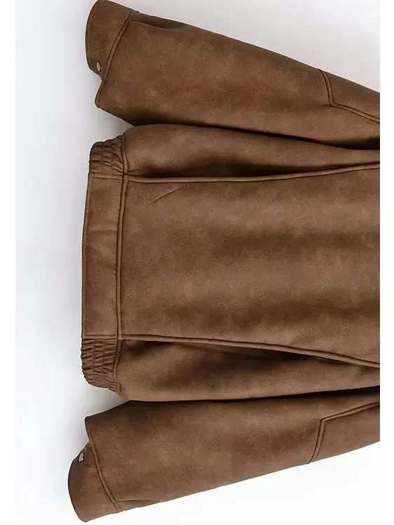 سترة HH Woman الأنيقة الشتوية على طراز الشارع وأكمام طويلة وسحاب وحزام وجيب مزخرفة من الجلد الصناعي #1