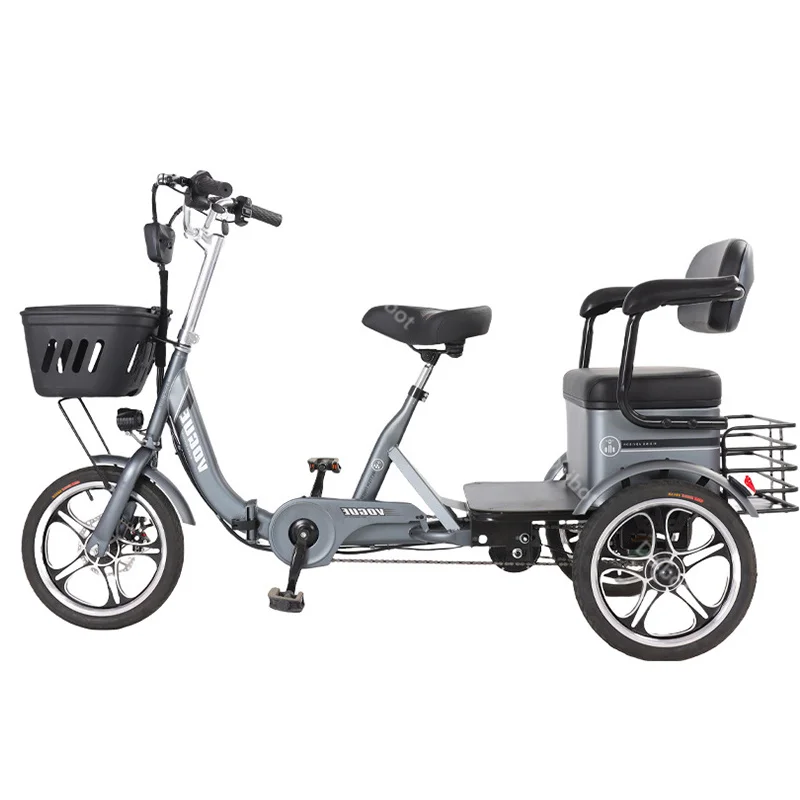 3-Rad-Elektrofahrrad für Erwachsene, 48 V, 400 W, faltbares elektrisches Dreirad mit Beifahrersitz, 2 Personen für Senioren – Detail 5