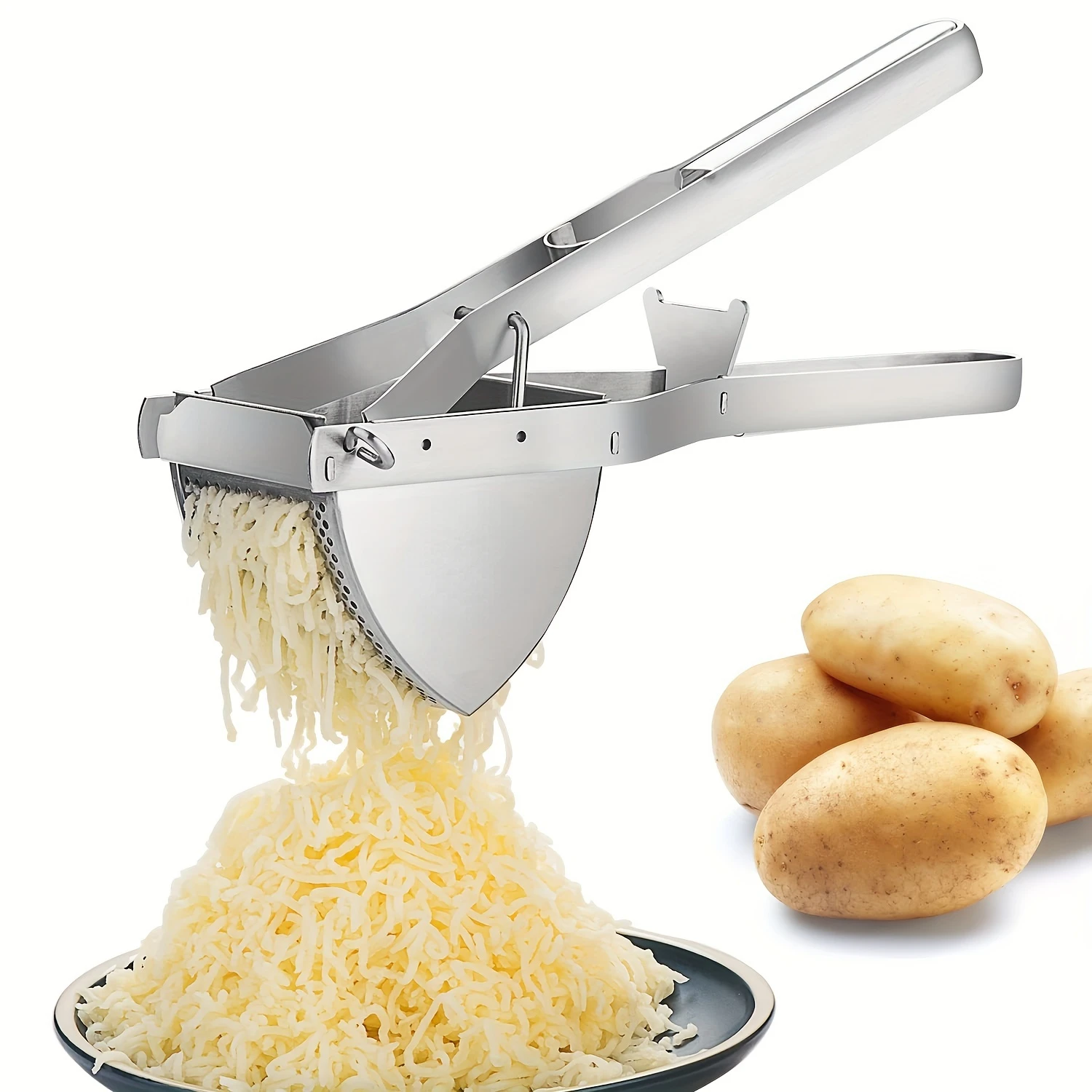 

Potato Masher, Stainless Steel Potato Masher, Kitchen Vegetable Masher With Non-Slip Handle, Manual Fruit Masher, Potato Ricer,