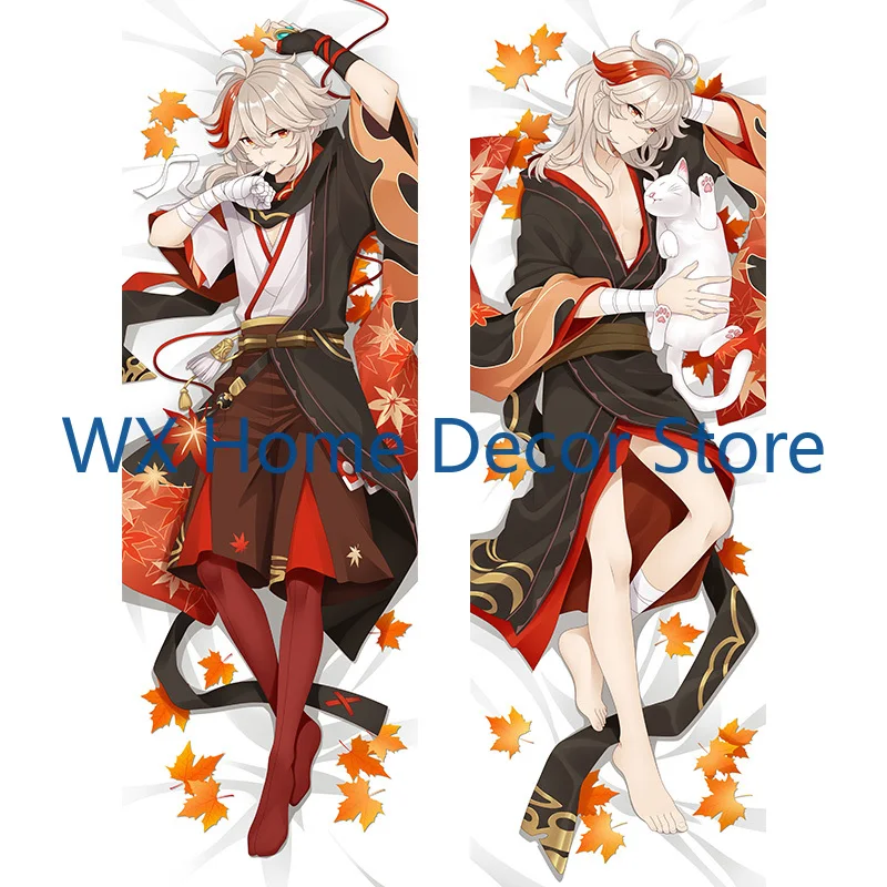 أنيمي جينشين تأثير Kaedehara Kazuha على الوجهين طباعة هينغ الجسم المخدة Otaku تأثيري غطاء وسادة #1