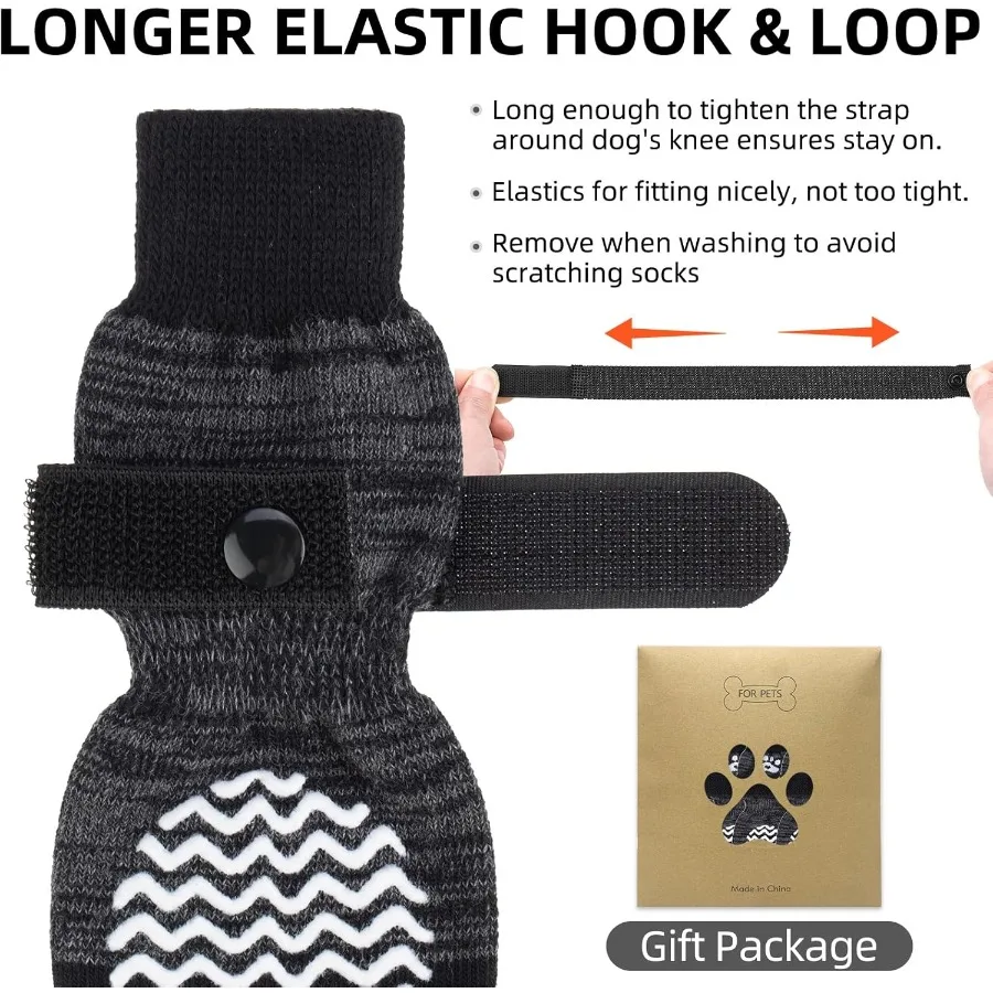 جوارب مضادة للانزلاق للكلاب 2 أزواج مع مقابض مزدوجة للأرضيات الصلبة والأحذية لأحذية الرصيف الباردة والساخنة وواقي الكفوف إلى P #4