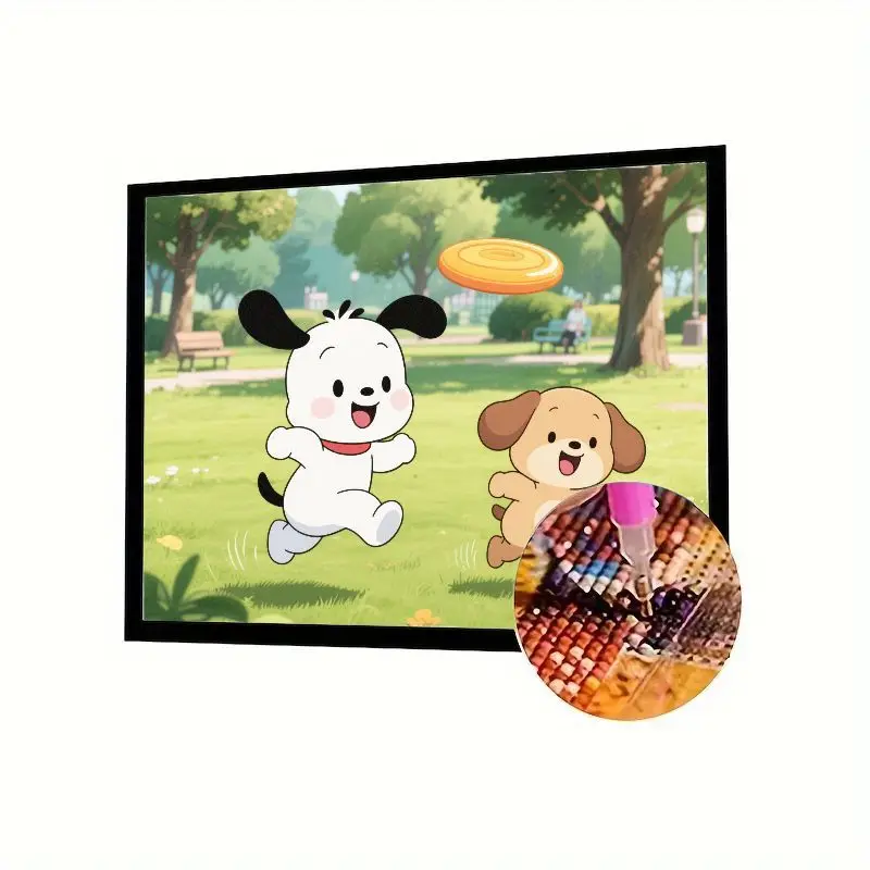 

1 шт. милые мультяшные собаки, играющие в парке, набор 5D алмазной живописи-полная дрель, сделай сам, вышивка стразами, веселое и расслабляющее хобби C