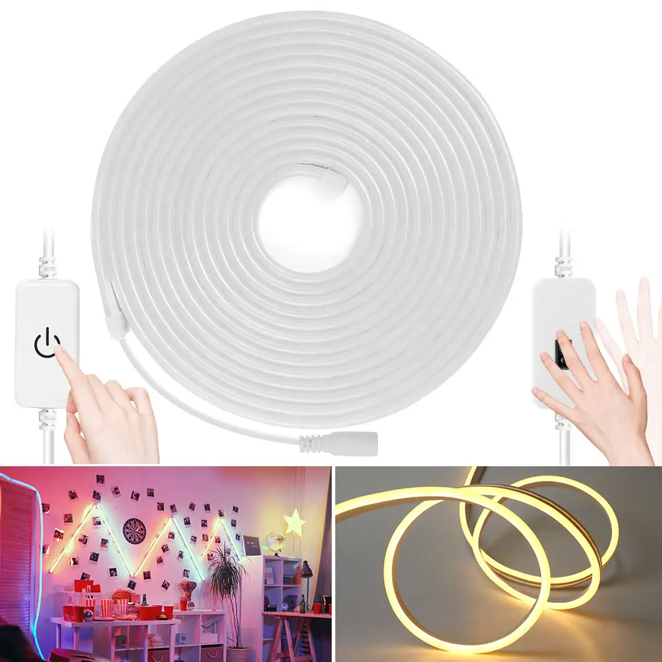 Hand Sweep Sensor 12V Led Neon Strip Light 2m 3m 5m Waterproof Neon Led Tape White Red Green Blue Pink Diy Decoration For Home