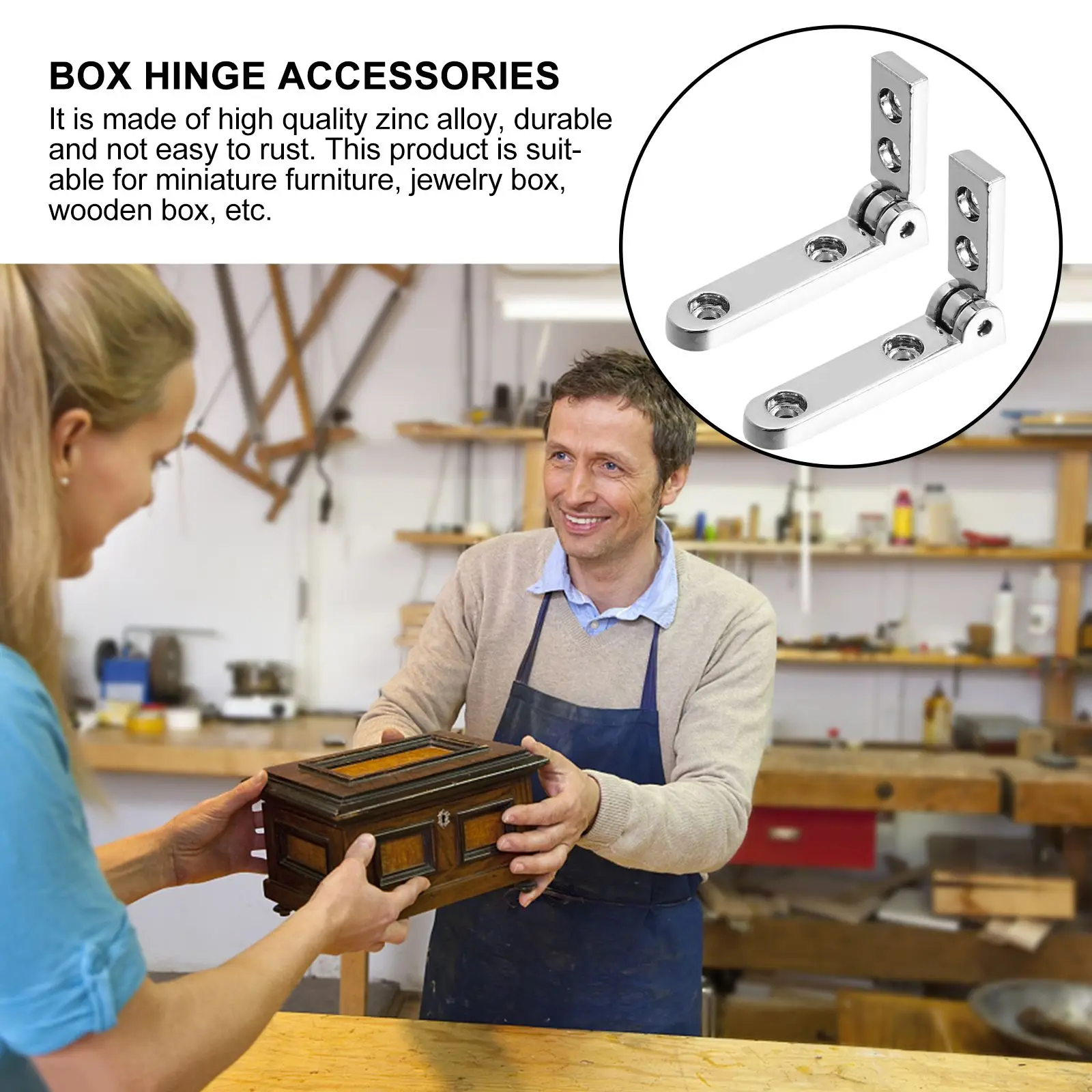 

Jewelry Box Hinge Wood Box Hinges Household Hardwares Zinc Alloy Durable 90 Degrees Opening Angle Tight Places