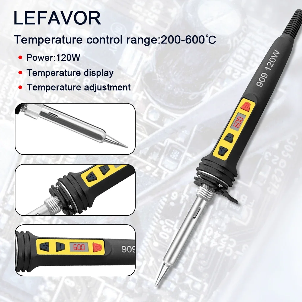 100 واط 120 واط 150 واط الرقمية سبيكة لحام مجموعة عدة إصلاح أداة لحام مجموعة معايرة درجة الحرارة قابل للتعديل 180-520-600C 907 909