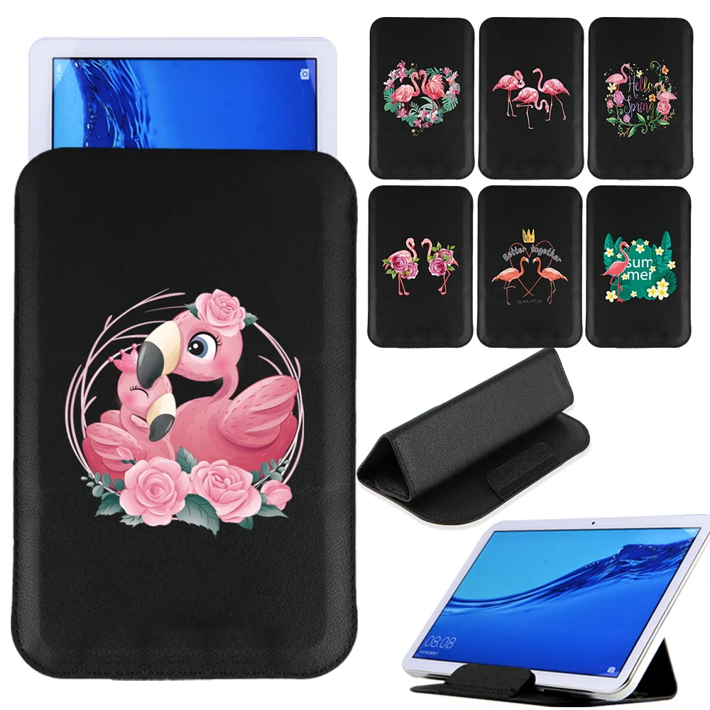 Tablet Stand Bag Case for Huawei MediaPad M5 Lite 10.1/M5 10.8/M5 Lite 8/T5 10 10.1/T3 10 9.6/T3 8.0 Flamingo Print Magnet Pack