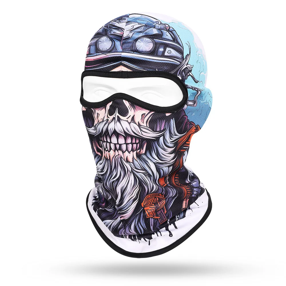 Gorro de cara completa con calavera y barba para hombre, pasamontañas transpirable de secado rápido, calentador de cuello y cabeza de motocicleta, capucha de ciclismo, casco de motociclista, novedad