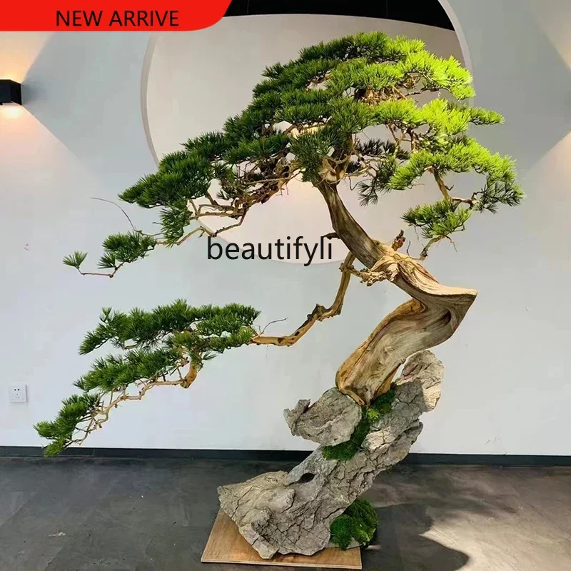 X Welcome Pine Imitative Tree Large Fake Trees Chinese Indoor Landscape Arborvitae Pine Green Plant Entrance Window