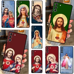 Virgin Mary And Jesus Heart Phone Case For Samsung Galaxy S23 Ultra Plus S21 S22 Ultra S20 FE S9 S10 Note 10 20 Ultra