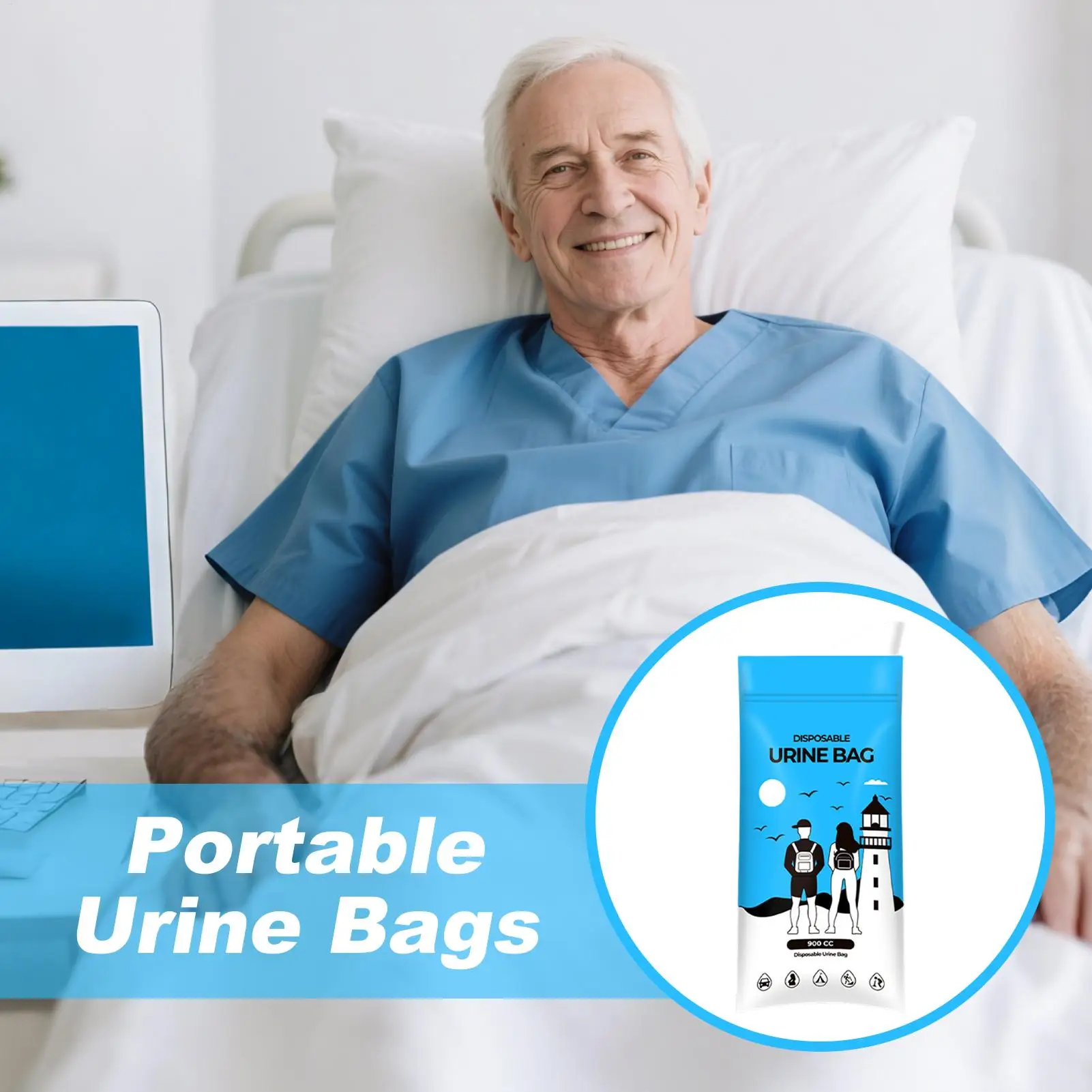 Urine Bags For Men Leak-Proof 900cc Pee Funnel Portable Pee Bags For Men Women Elderly Camping Hiking Backpacking Car Road Trip