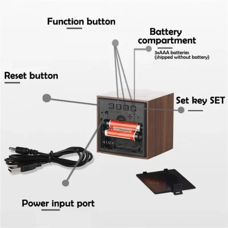 Picture 6: Voice Control Digital Electronic Clock Luminous Smart LED Wooden Alarm Clock Multifunctional Desktop Timepiece
