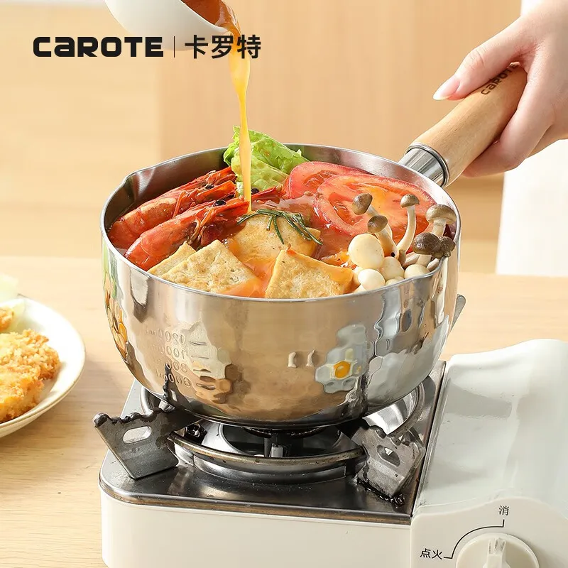 Carrot Non-Stick Snow Pan 304 Stainless Steel Milk Pan for Baby Food Noodle Porridge Snow Pan Gas Induction Cooker Universal