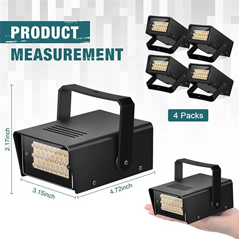 4 Pieces Strobe Party Lights, Bright LED Strobe Lights Mini Party Lights Adjustable Flash Speed Control Party Stage-AB52