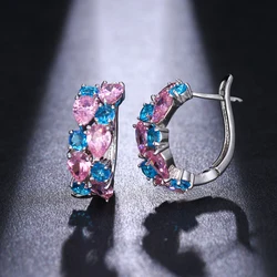 SUGO Classic Hot Sale Fashion Multi Colors Small Water Drop Cubic Zircon Earrings for Elegant Women Lovely Holiday Jewelry Gift