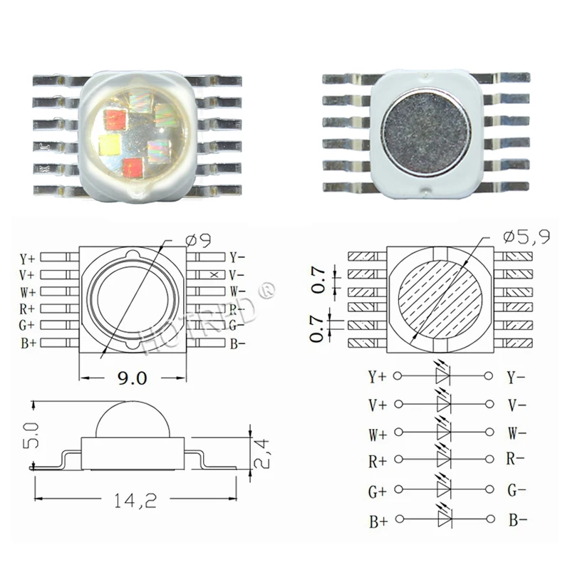 1-100PCS LED 18W RGBWYV Bühne Folgen Light45mil Alle Farbe 12pin Für 18Watt RGBWYUV Rot Grün blau Weiß Gelb Lila Diode Chip