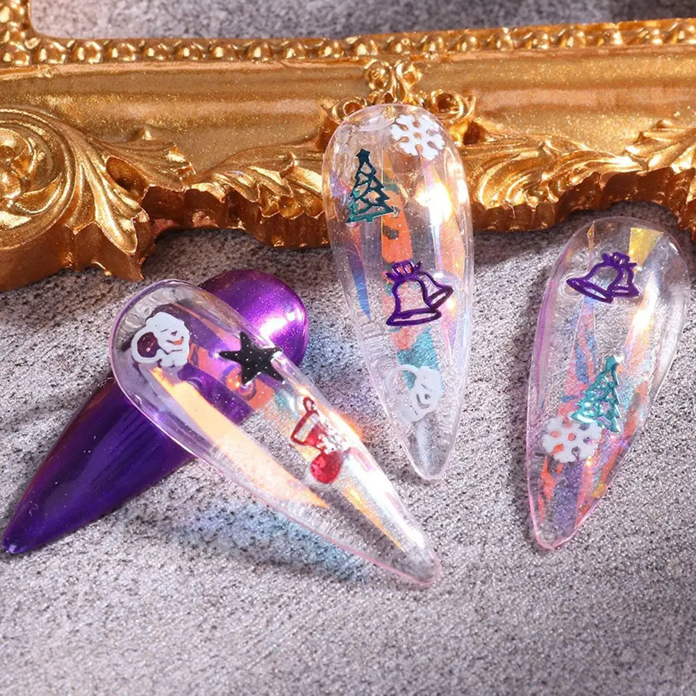 2 Boxes Xmas Nail Decor Zinc Alloy Christmas Themed Nail Art Sticker Easy Apply for Natural Artificial Nails Mobile Case
