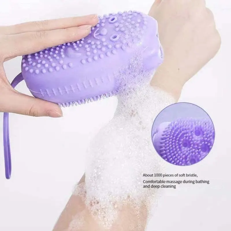 2PCS Silicone Bubble Brush Exfoliating Dry Skin Body Massage Cleaning Tool Double-Sided Silicone Scrubber Brush For Bath