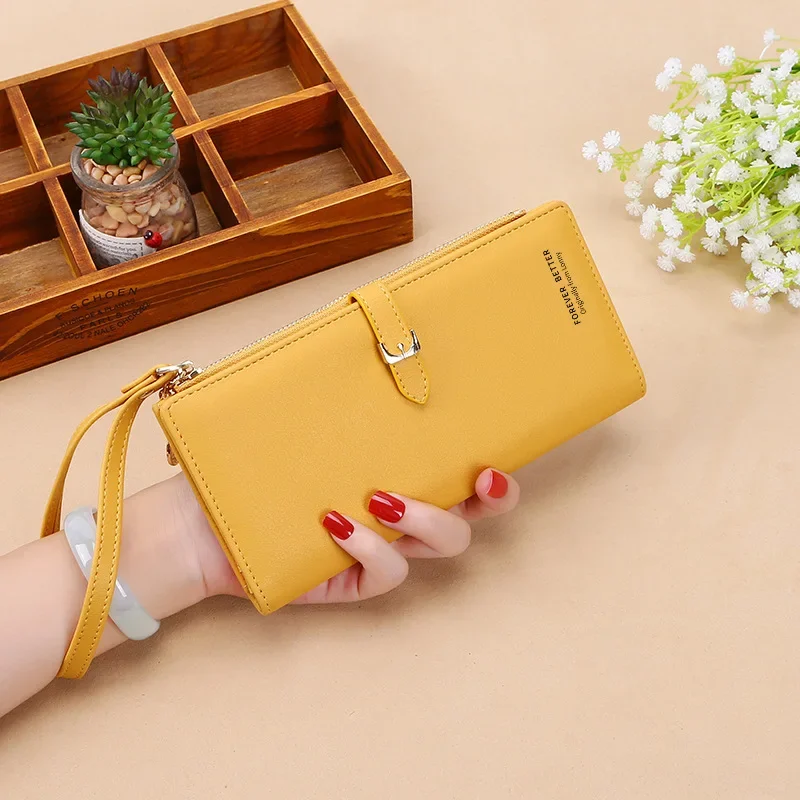 2024 new women's wallet Korean version solid color women's clutch bag large capacity women's wrist bag