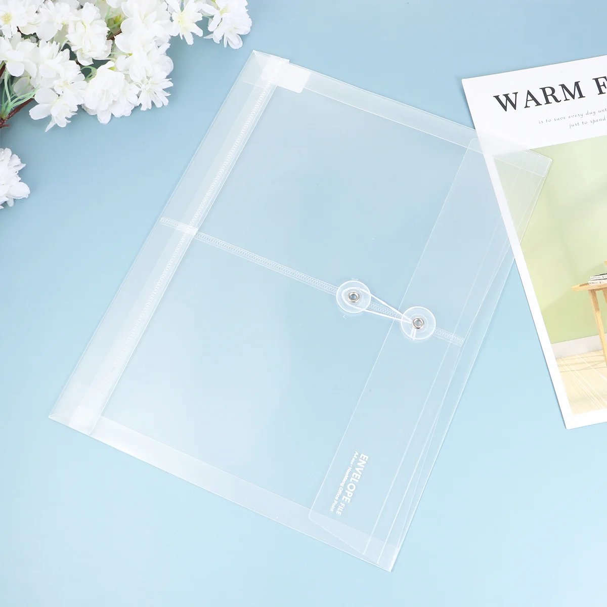 10Pcs Wire Binding Document Pouch A4 Size Clear Waterproof Plastic Envelopes for School Home Office Storage Organizer