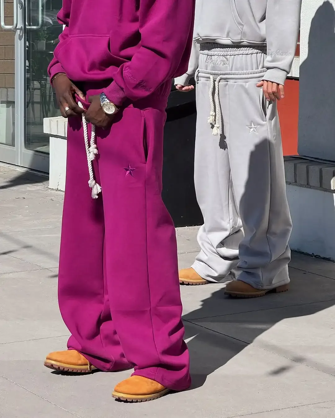 

Брюки из двух предметов унисекс, весна 2024, брюки с двойной талией, мужские модные брюки, свободные брюки для бега на шнурке, брюки с вышивкой на талии