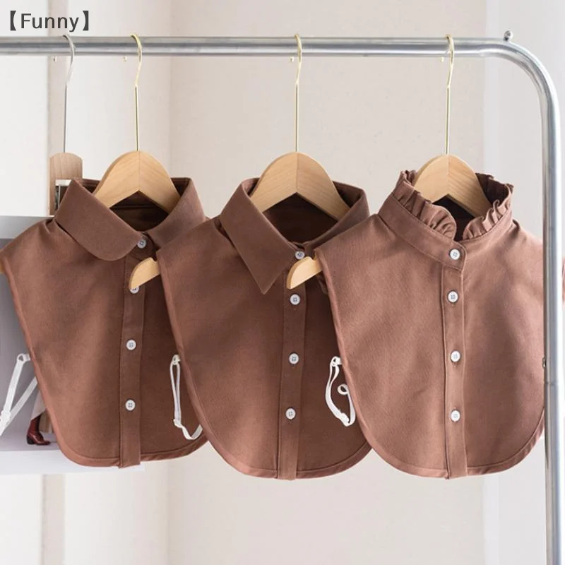 〔Funny〕Vintage Brown Faux Collar Shirt Warm Stylish Perfect For Layering Casual Attire Vintage Style Shirt, Detachable Collars