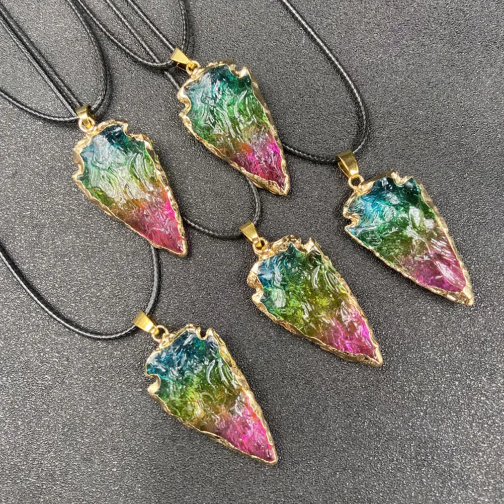 

Natural Mineral Triangle Pendant DIY Craft Decor Necklace Keychain Bag Hanging Gemstone Jewelry Accessory Colorful Creative