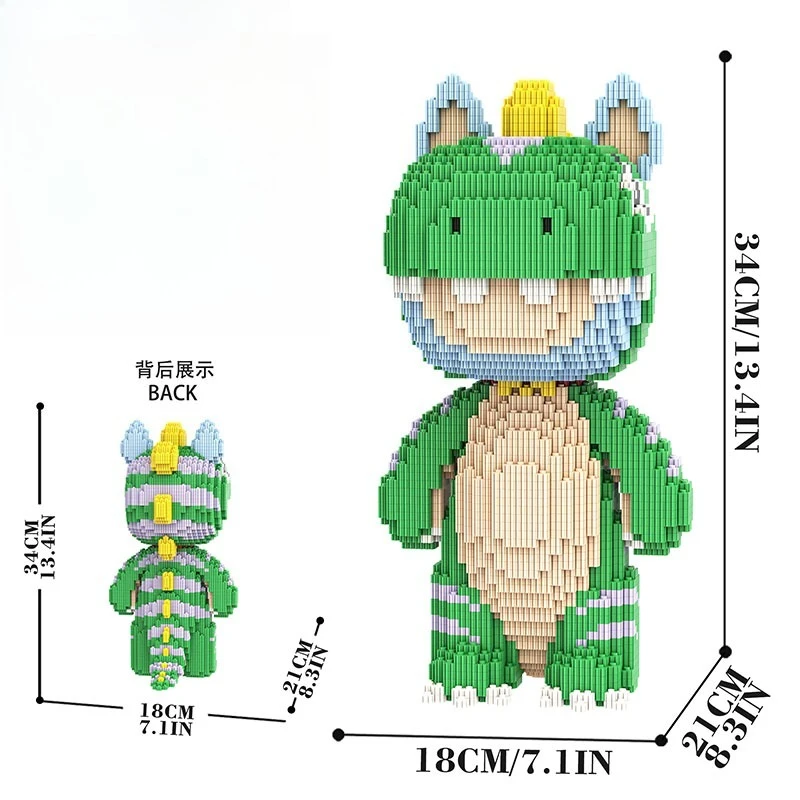3D Kawaii Beer Model Dier Mechanisch Paard Micro Diamant Bouwsteen Ontwikkelingsmontage Blok Educatief Speelgoed Voor Kinderen