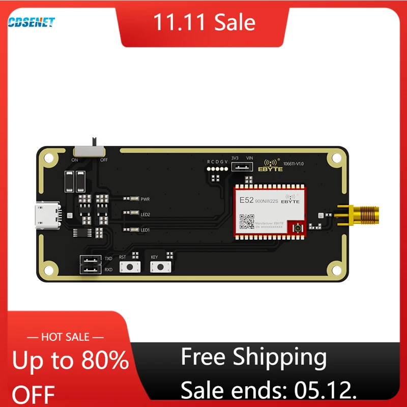 

Test Board Kit E52-900NW22S-TB for 868MHz 915MHz Lora Mesh Module CDSENET E52-900NW22S 22dbm Long Distance 2.5Km