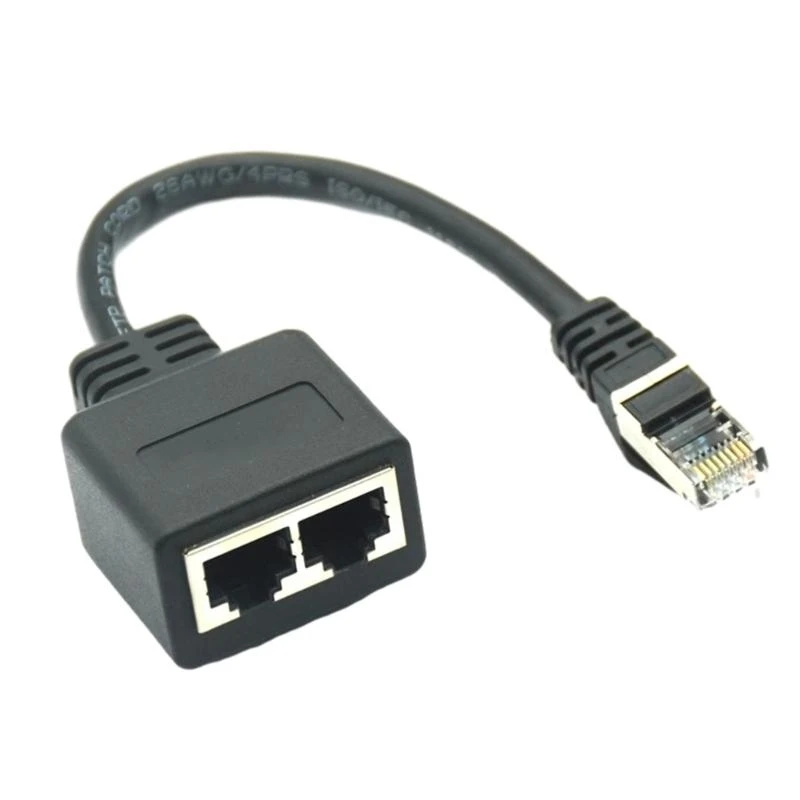 Cavo adattatore splitter RJ45 da 1x maschio a 2x femmina per linea di estensione cavo convertitore Ethernet LAN Ethernet