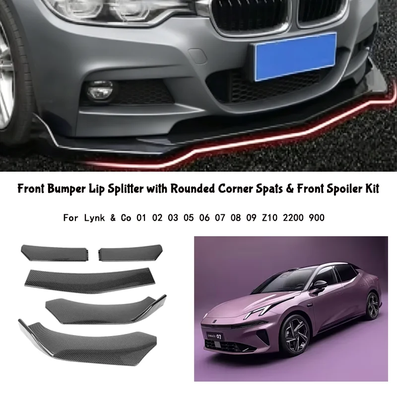5-Segment Adjustable Front Bumper Lip Splitter Body Kit For Lynk & Co 01 02 03 05 06 07 08 09 Z10 2200 900