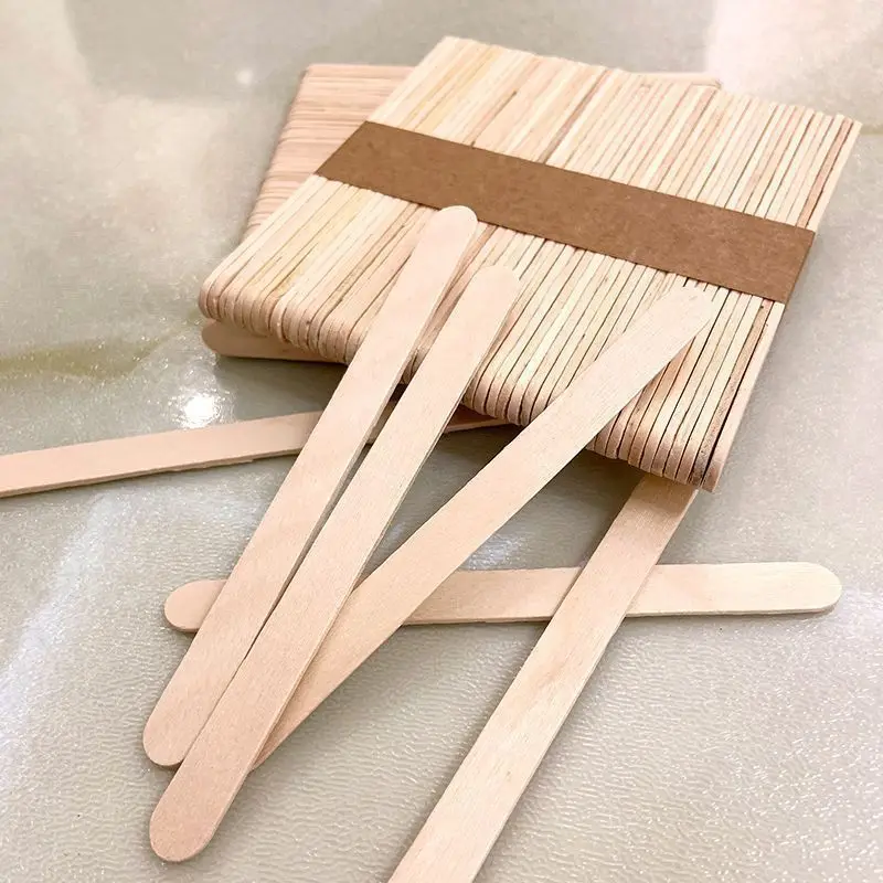 Natural Wood Popsicle Sticks Unfinished Ice Cream Sticks DIY Handmade Craft Wood Strips for School Art Handicraft Projects