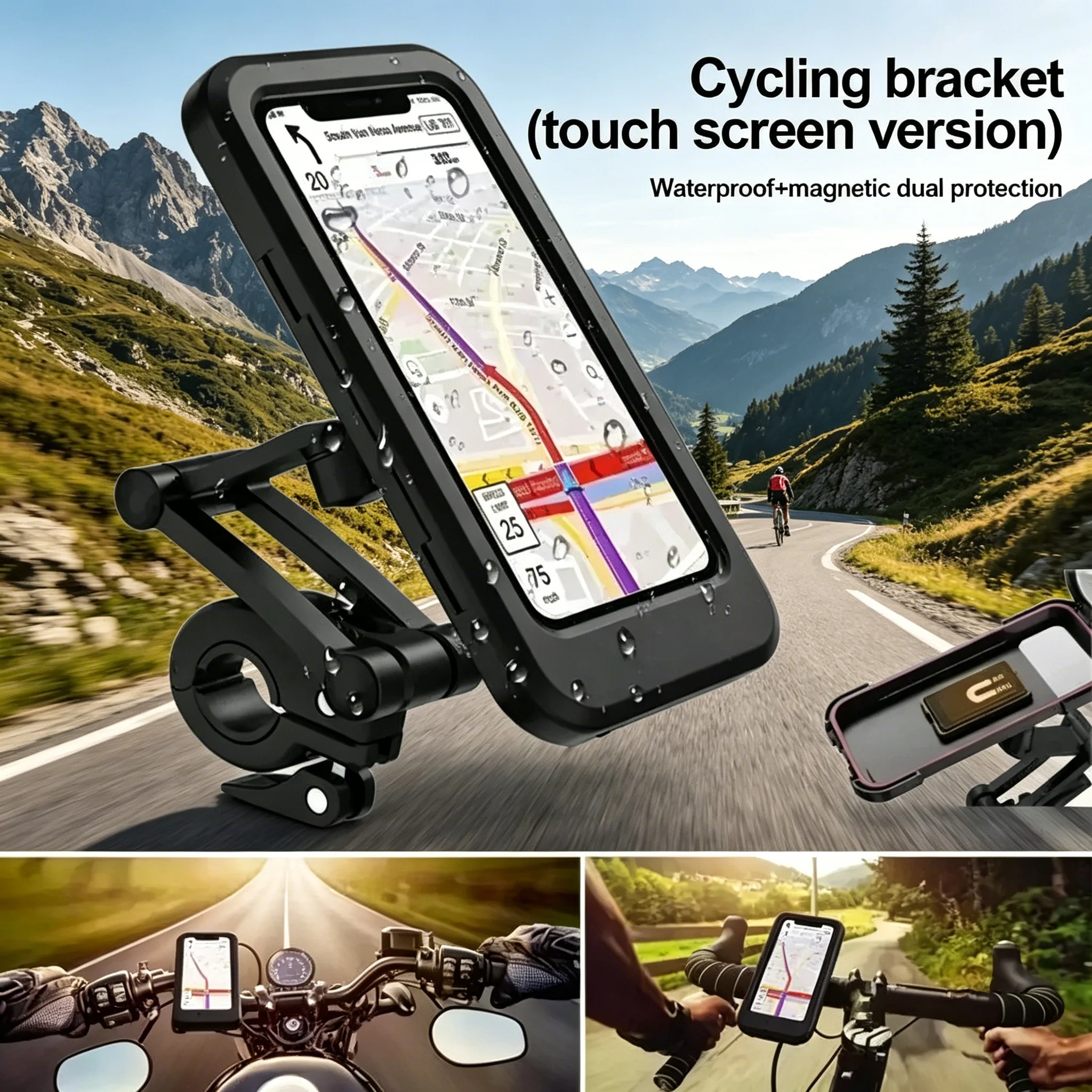 

Universal Anti-shaking Bike Bicycle GPS Mount Stand 360° Swivel Adjustable Motorcycle Phone Holder Waterproof CellPhone Support