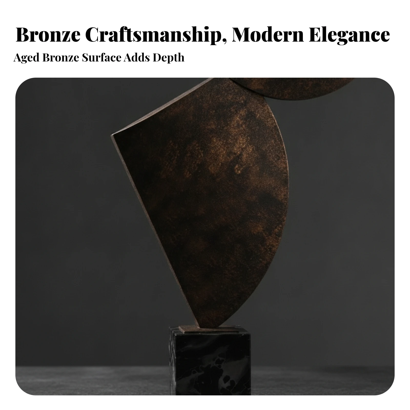 Metal Sculpture with Marble Base Geometric Abstract Sculpture with Square Base Statue Minimalist Decorative Object Modern