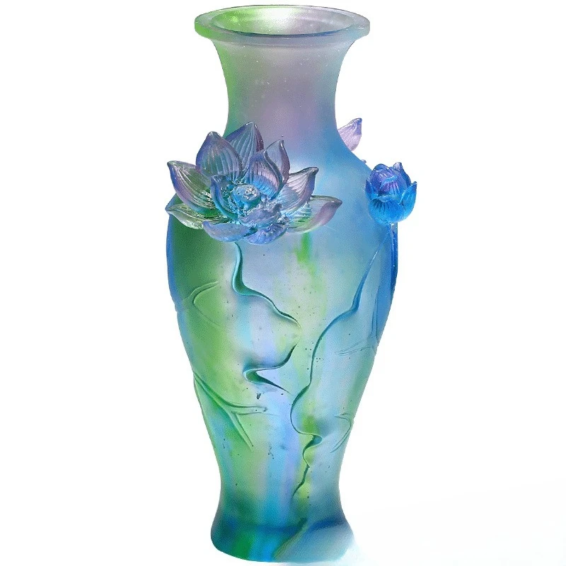 Glazed lotus vase living room flower arrangement antique Zen