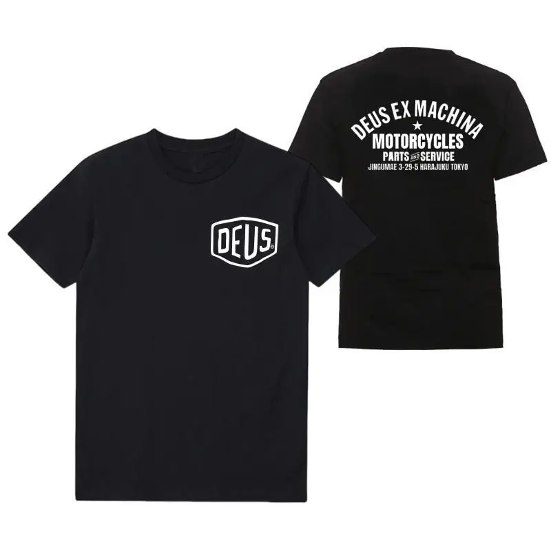 2024 NEW DEUS EX MACHINA brief T-Shirt Men Fashion ENDURO Tee Clothing Cotton Summer Casual Tops Hip Hop Loose Cotton T-Shirt
