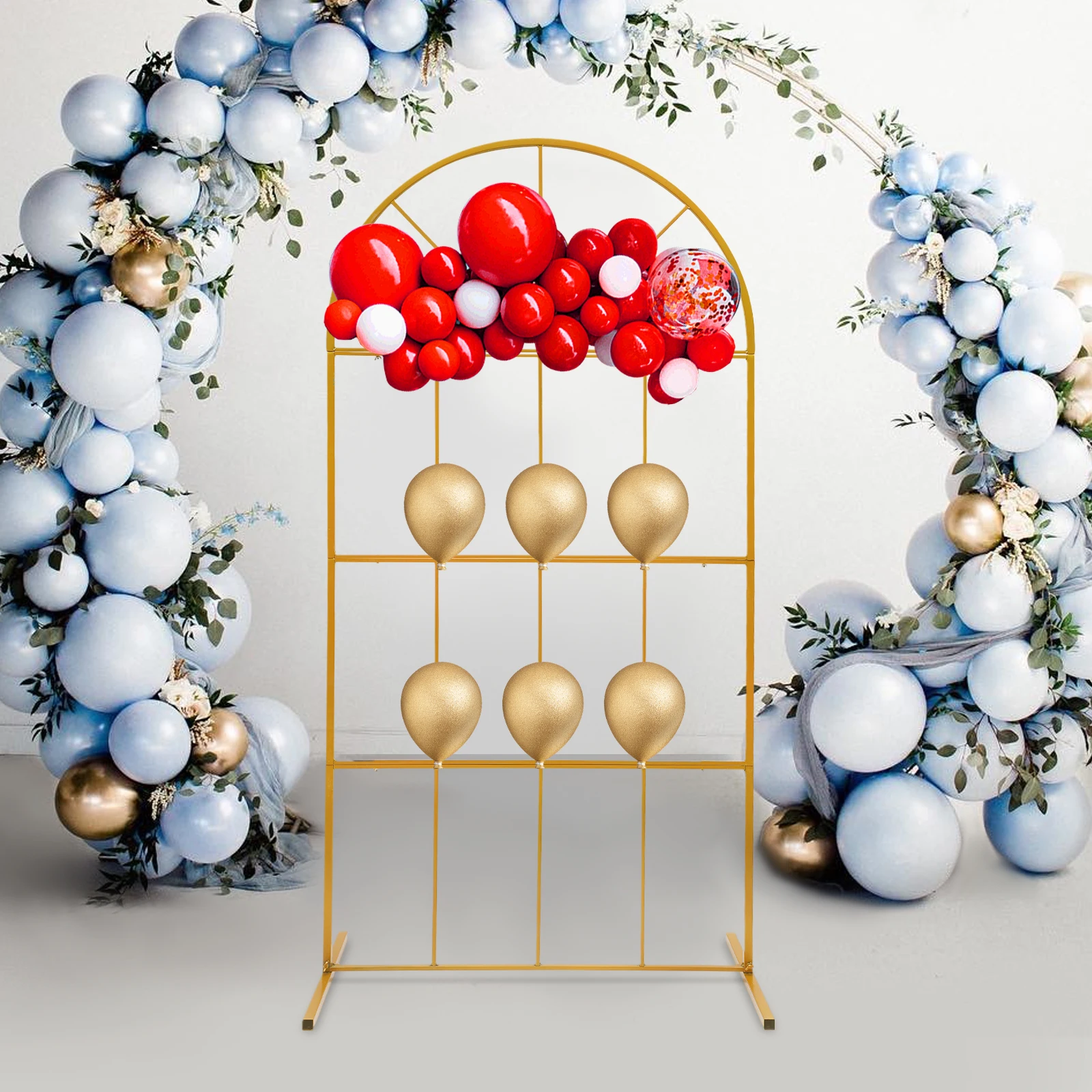 

Gold, Wedding Flower Stand, Wedding Centerpieces Flower Stand, Metal Backdrop Stand for Wedding, Birthday, Banquet, 100x50x200cm